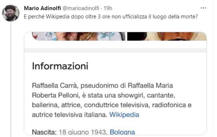 Bufera su Adinolfi per un tweet complottista sulla morte della Carrà