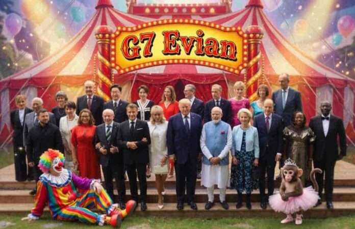 G7 di Evian i leader europei in ginocchio davanti a Trump, ridendo