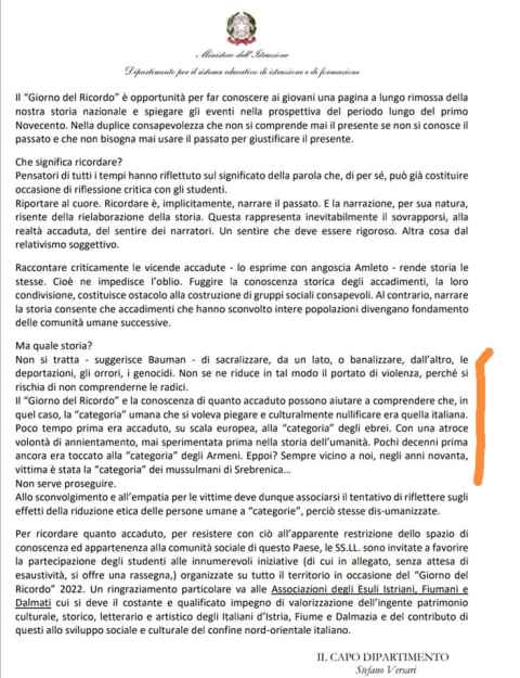 Giorno del ricordo, il MIUR si accoda alla narrazione revisionista e diffonde falsità storiche