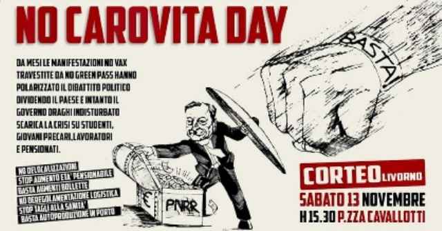 Ma quale dittatura sanitaria! A Livorno manifestazione comunista contro il carovita e il governo Draghi