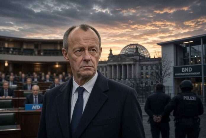 Merz corre a Kyiv, ma Berlino gli esplode in casa AfD sfonda e l’ex capo del BND finisce in manette