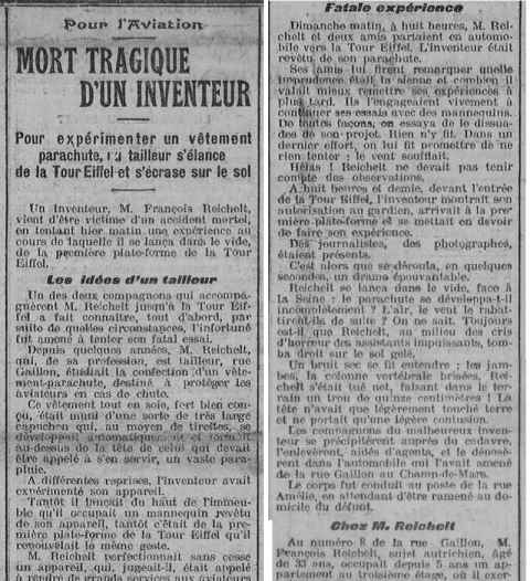 Parigi, 4 febbraio 1912: Franz Reichelt “inventa il paracadute” e si schianta al suolo